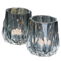 Waxinelichthouders glas - waxinelichthouders Grey Smoke, 2 st. - waxinelichthouders grijs - thumbnail