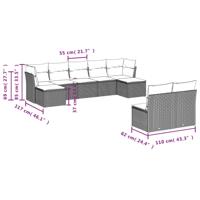 10-delige Loungeset met kussens poly rattan zwart - thumbnail