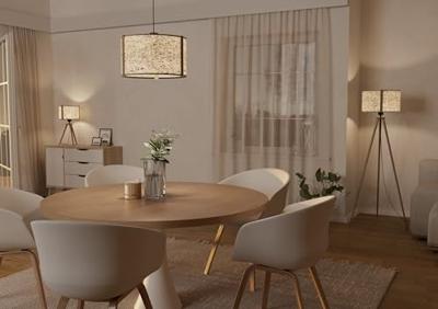 Stars of Light Tafellampje TripodHontongas hout met beige kap - 390325