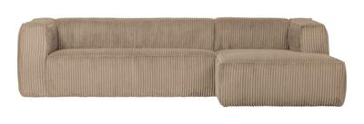 WOOOD Loungebank 'Bean' Rechts, Rib, kleur Travertin