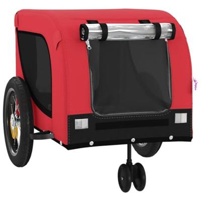 VidaXL Hondenfietstrailer oxford stof en ijzer rood en zwart VidaXL Hondenfietstrailer oxford stof en ijzer rood en zwart