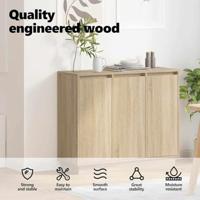LED Sideboard Sonoma Eiken 90 x 32 x 75 cm Bewerkt hout - thumbnail
