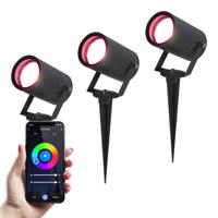 Set van 3 Spikey Smart prikspots - RGBWW - Wifi + Bluetooth - 5,5 Watt 345 lumen - IP65 Waterdicht - Bestuurbaar via app - Google Home, Amazon Alexa en Siri - Zwart - Tuinspots - thumbnail