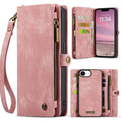 Caseme iPhone 16e hoesje - Vintage 2 in 1 portemonnee - Roze Caseme iPhone 16e hoesje - Vintage 2 in 1 portemonnee - Roze