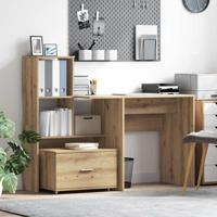 Bureau met lade artisanaal eikenkleurig 131,5 x 50 x 106,5 cm - thumbnail