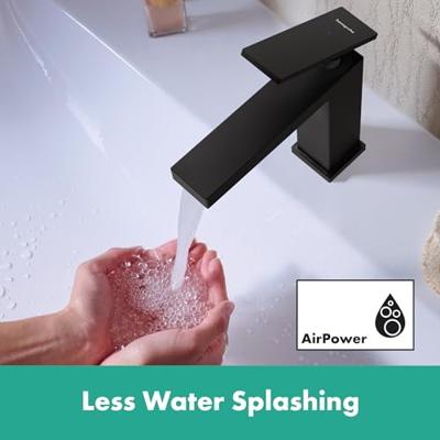 Hansgrohe Tecturis E fonteinkraan 80 met rechte greep voor koud water of vooraf ingestelde watertemperatuur zonder waste, mat zwart - thumbnail
