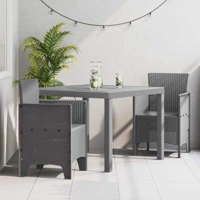 Tuin Eetset 3 pcs Lichtgrijs 100 x 100 x 73 cm Kunststof