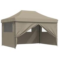 VidaXL Partytent inklapbaar pop-up met 4 zijwanden taupe - thumbnail