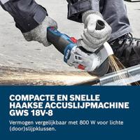 Bosch Blauw GWS 18V-8 Accu Haakse Slijper | Inclusief 2x GBA 18V 4,0 Ah & GAL 18V-40 Lader - 06019N9002 - thumbnail