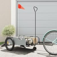 VidaXL Fietstrailer oxford stof en ijzer grijs en zwart - thumbnail