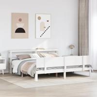 Bedframe met hoofdeinde zonder matras 200x200 cm wit - thumbnail