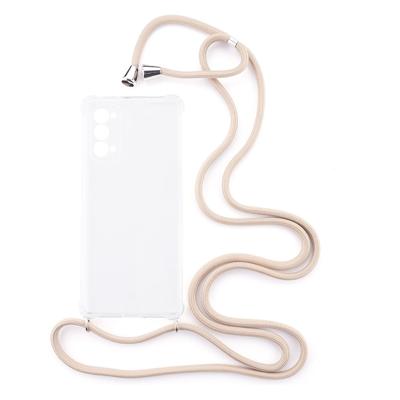 Shop4 - Oppo Reno4 Pro 5G Hoesje - Zachte Back Case met Koord Beige