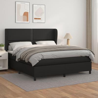Boxspring met matras kunstleer zwart 160x200 cm