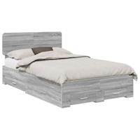 Bedframe met hoofdeinde Grijs Sonoma 135 x 190 cm Bewerkt hout - thumbnail