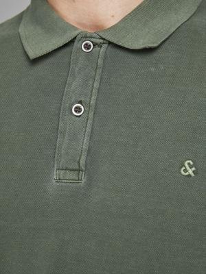 JACK & JONES ESSENTIALS regular fit polo JJEWASHED olijfgroen JACK & JONES ESSENTIALS regular fit polo JJEWASHED olijfgroen