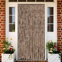 VidaXL Vliegengordijn 118x220 cm chenille beige en donkerbruin - thumbnail