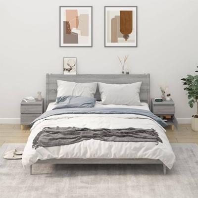 Nachtkastjes 2 st 40x35x50 cm grijs sonoma eikenkleurig
