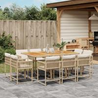 11-delige Tuinset met kussens poly rattan beige - thumbnail