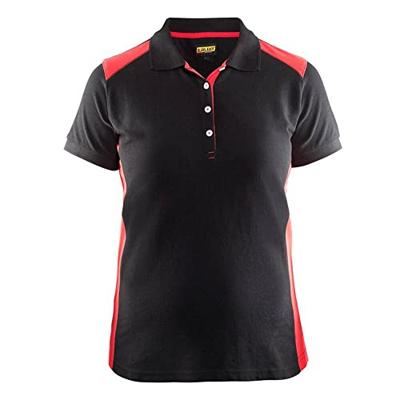 Blåkläder Dames poloshirt piqué 33901050 | Zwart/Rood | Maat XS - 7330509479605