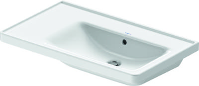 Wastafel Duravit D-Neo Rand Overloop Kraanvlak Zonder Kraangat 80 cm Hoogglans Wit Rechts
