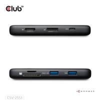 Club3D CSV-2551 8-1 Draagbare USB Type-C® Dock 10 Gbps naar HDMI™ en DisplayPort™ 8K30Hz PD Max.100Watt - thumbnail