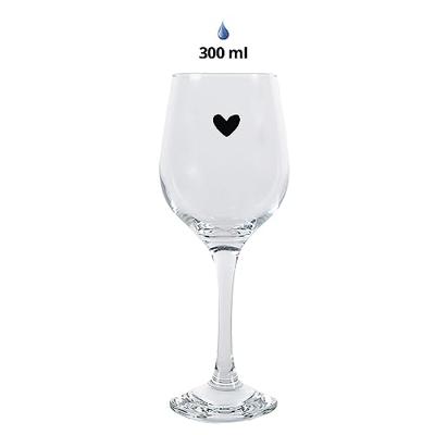 Clayre & Eef Wijnglas Hart 300 ml Transparant Glas Wijnkelk