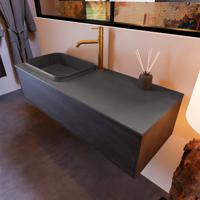 Badkamermeubelset Mondiaz Erin 120 cm met 1 Lade met RIDGE Wastafel Links Dark grey met 1 kraangat Greeploos Mat Antracite - thumbnail