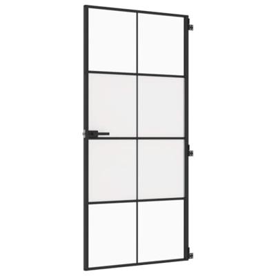 VidaXL Binnendeur smal 93x201,5 cm gehard glas en aluminium zwart