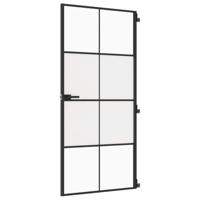 VidaXL Binnendeur smal 93x201,5 cm gehard glas en aluminium zwart - thumbnail