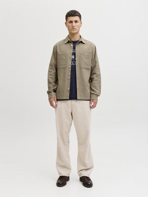 Jack & Jones Jprblurayle Linen Bl. Solid Ls Shirt Sn Overhemd 4969451 Mermaid Regular Fit