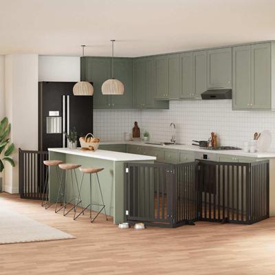 Hondenhek inklapbaar 8 panelen 640 cm populierenhout zwart