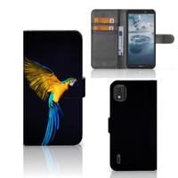 Nokia C2 2nd Edition | Telefoonhoesje | Met pasjeshouder | Papegaai - thumbnail