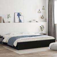 Bedframe met lades bewerkt hout zwart 200x200 cm - thumbnail