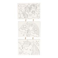 Canvas Schilderset Eenhoorn, set van 3 stuks. - thumbnail