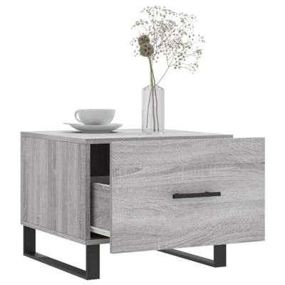 Salontafels 2 st 50x50x40 cm bewerkt hout grijs sonoma eiken