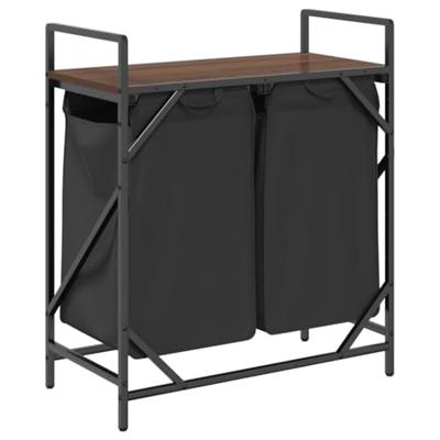 Wasmand 2 vakken met plank bruin eikenkleurig Wasmand 2 vakken met plank bruin eikenkleurig