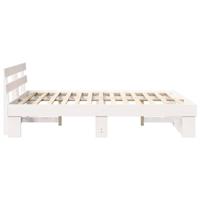 Bedframe met hoofdeinde Wit 140 x 200 cm Massief grenenhout - thumbnail