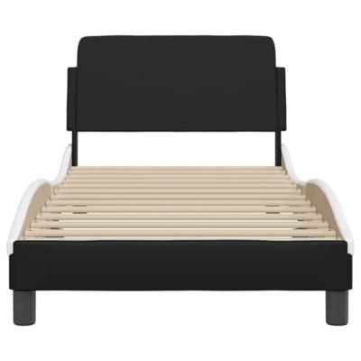 Bedframe met hoofdbord kunstleer zwart en wit 80x200 cm