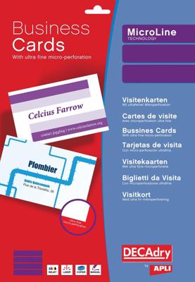 Decadry visitekaarten MicroLine ft 85 x 54 mm, 185 g/m², 500 kaartjes Decadry visitekaarten MicroLine ft 85 x 54 mm, 185 g/m², 500 kaartjes
