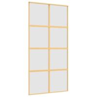 Schuifdeur 102,5x205 cm mat ESG-glas en aluminium goudkleurig - thumbnail