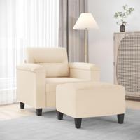 Fauteuil met voetenbank 60 cm microvezelstof beige - thumbnail