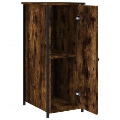 Nachtkastje 32x42x80 cm bewerkt hout gerookt eikenkleurig