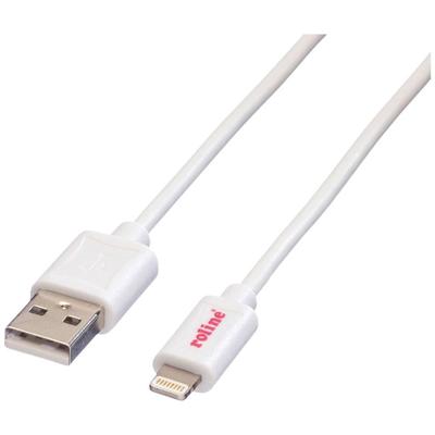 ROLINE 8pin naar USB 2.0 kabel voor iPhone, iPod, iPad, wit, 0,15 m
