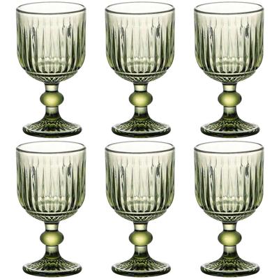 Set van bekers Home ESPRIT Groen Kristal 8 x 8 x 14,5 cm (6 Stuks)