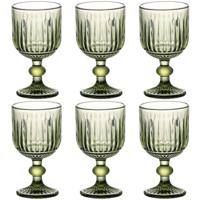 Set van bekers Home ESPRIT Groen Kristal 8 x 8 x 14,5 cm (6 Stuks) - thumbnail