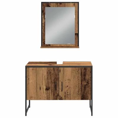 3-delige badkamermeubelset oud hout samengesteld hout