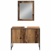 3-delige badkamermeubelset oud hout samengesteld hout - thumbnail
