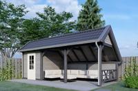 Trendhout Kapschuur de Hoeve XL 765x380 cm- Kapschuurdak- Onbehandeld lariks Douglas hout- Trendhout - thumbnail