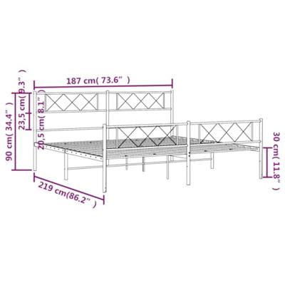 Bedframe met hoofd- en voeteneinde metaal wit 183x213 cm