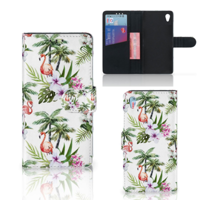 Sony Xperia Z3 | Telefoonhoesje | Met pasjeshouder | Flamingo Palms